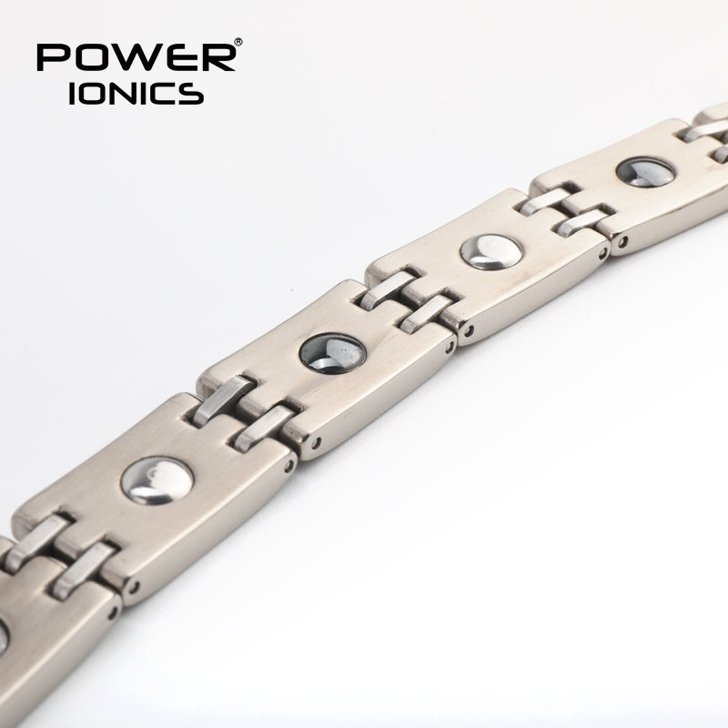 Power Ionics 100% Pure Titanium Golden Carbon Fiber Strong Magnet Germanium Bracelet