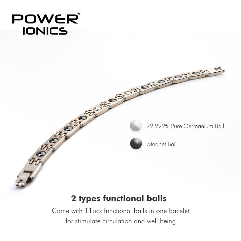 Power Ionics 100% Pure Titanium Golden Carbon Fiber Strong Magnet Germanium Bracelet