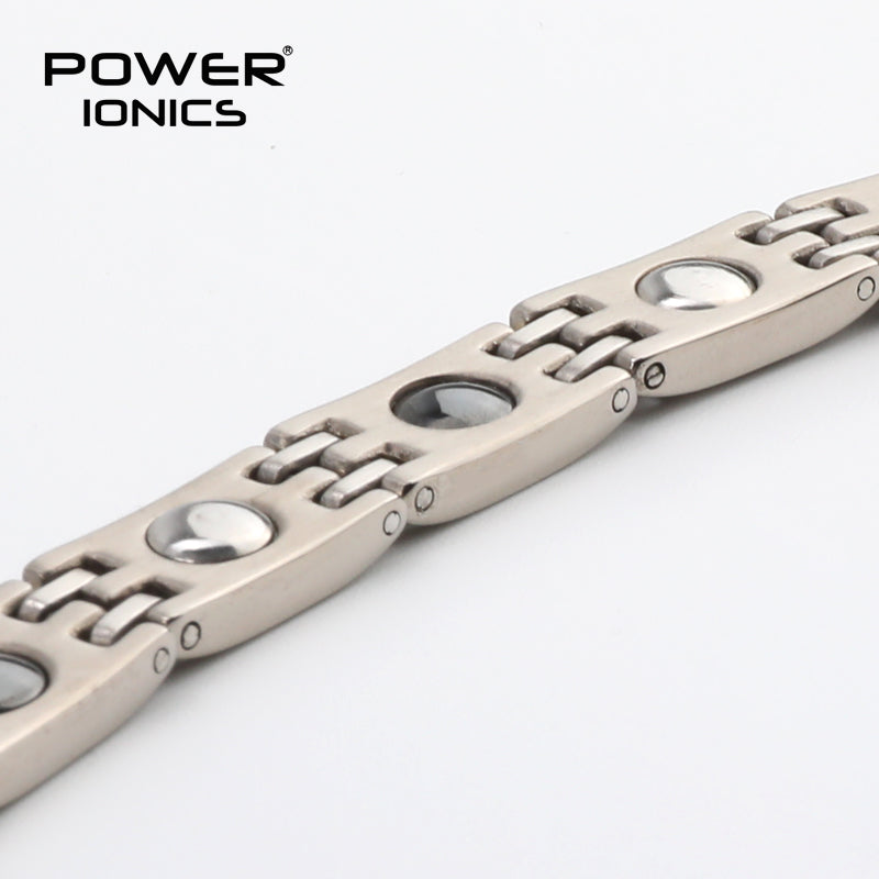 Power Ionics 100% Pure Titanium Golden Carbon Fiber Strong Magnet Germanium Bracelet