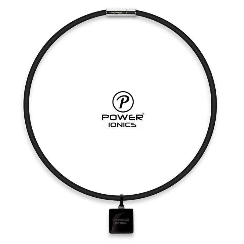 Power Ionics Germanium Tourmaline Pendant Necklace - Unisex Carbon Fiber Black Anions Design