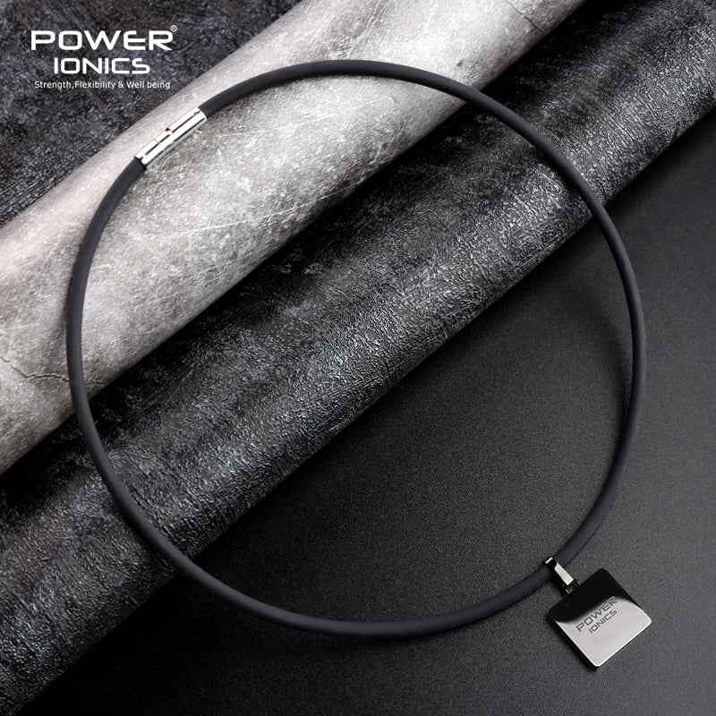 Power Ionics Germanium Tourmaline Pendant Necklace - Unisex Carbon Fiber Black Anions Design