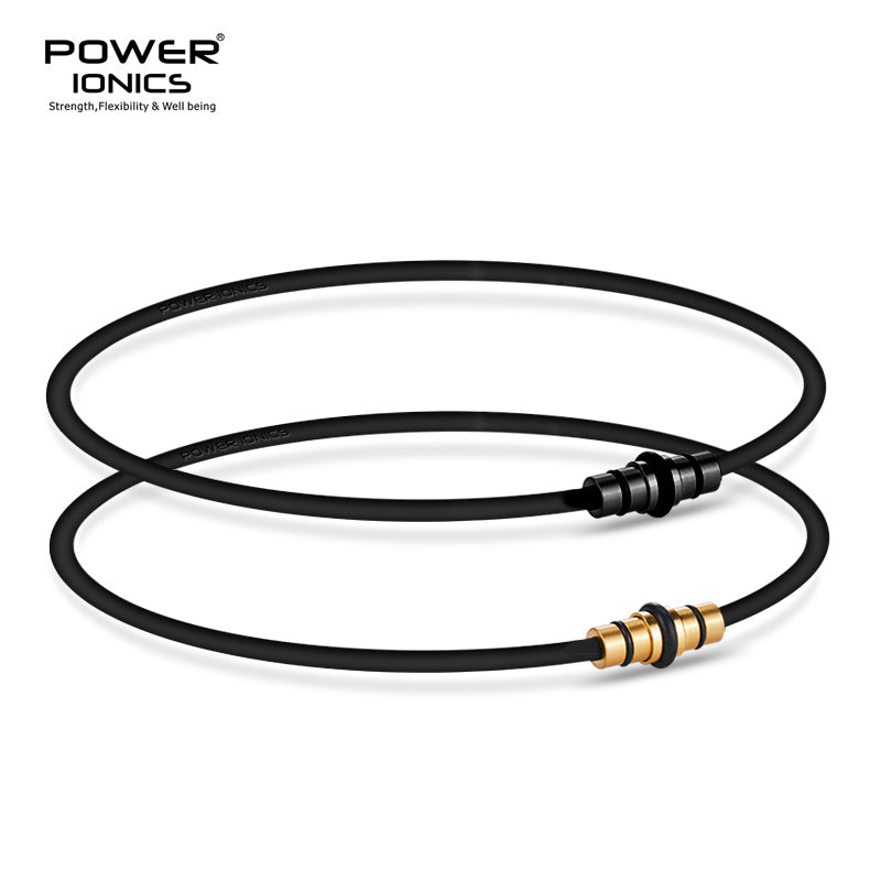 POWER IONICS Dark Warrior Black Gold High Anions Silicone Unisex Necklace