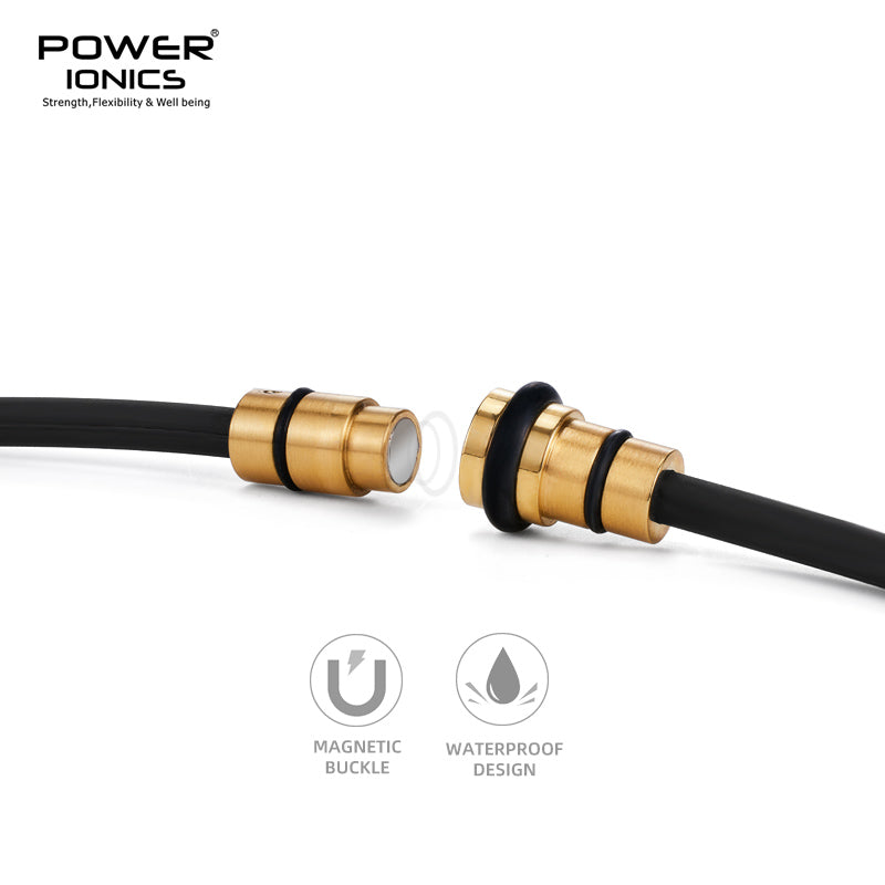 POWER IONICS Dark Warrior Black Gold High Anions Silicone Unisex Necklace
