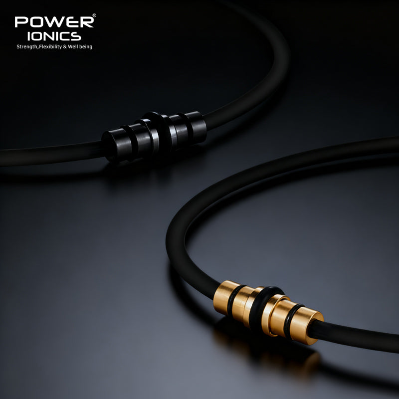 POWER IONICS Dark Warrior Black Gold High Anions Silicone Unisex Necklace