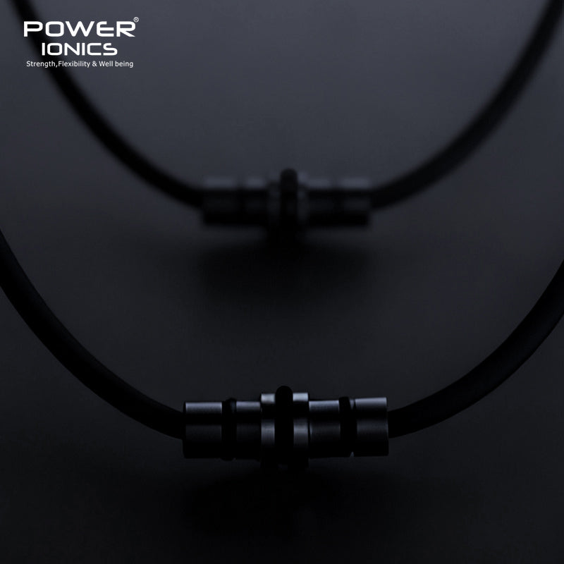 POWER IONICS Dark Warrior Black Gold High Anions Silicone Unisex Necklace