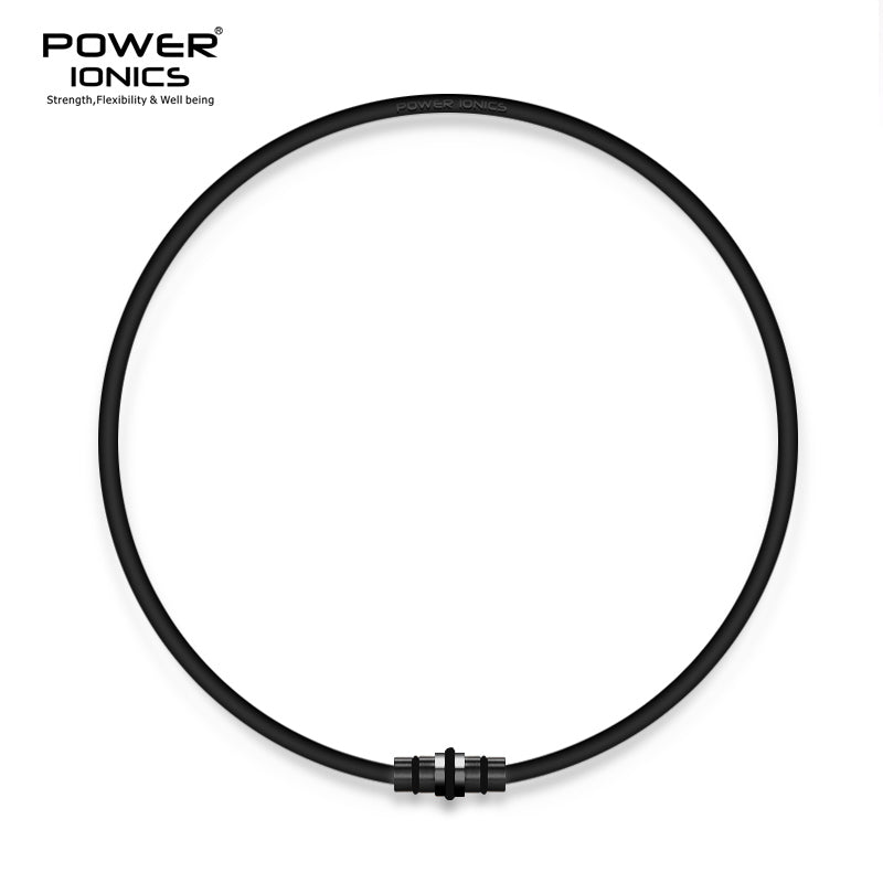 POWER IONICS Dark Warrior Black Gold High Anions Silicone Unisex Necklace