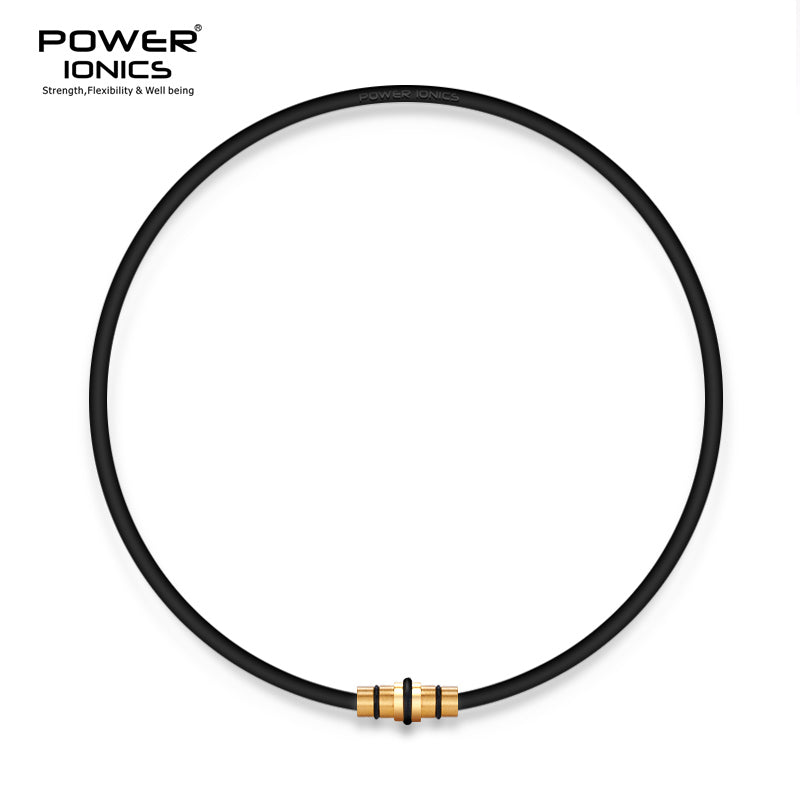 POWER IONICS Dark Warrior Black Gold High Anions Silicone Unisex Necklace
