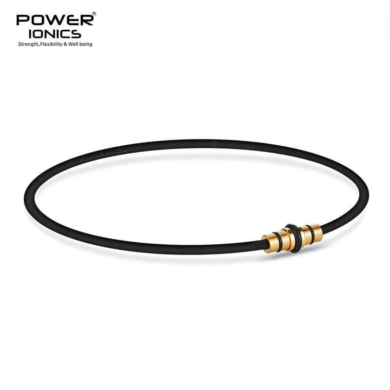 POWER IONICS Dark Warrior Black Gold High Anions Silicone Unisex Necklace