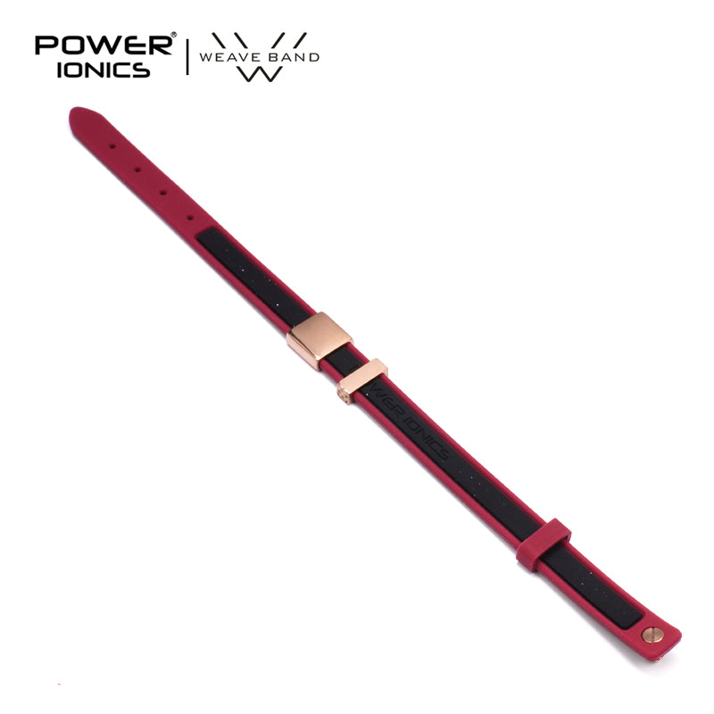 POWER IONICS New 18K RoseGold Waterproof Anions Leather Grain Bracelet Free Engrave