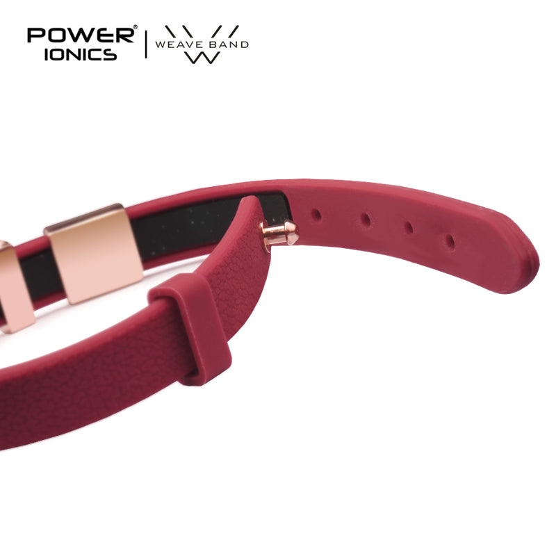 POWER IONICS New 18K RoseGold Waterproof Anions Leather Grain Bracelet Free Engrave