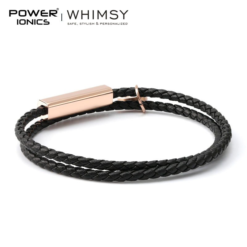 POWER IONICS WHIMSY Series Men Women High-Graded Leather Wrap Bracelet Anniversaries Day Gift Free Custom Engraving