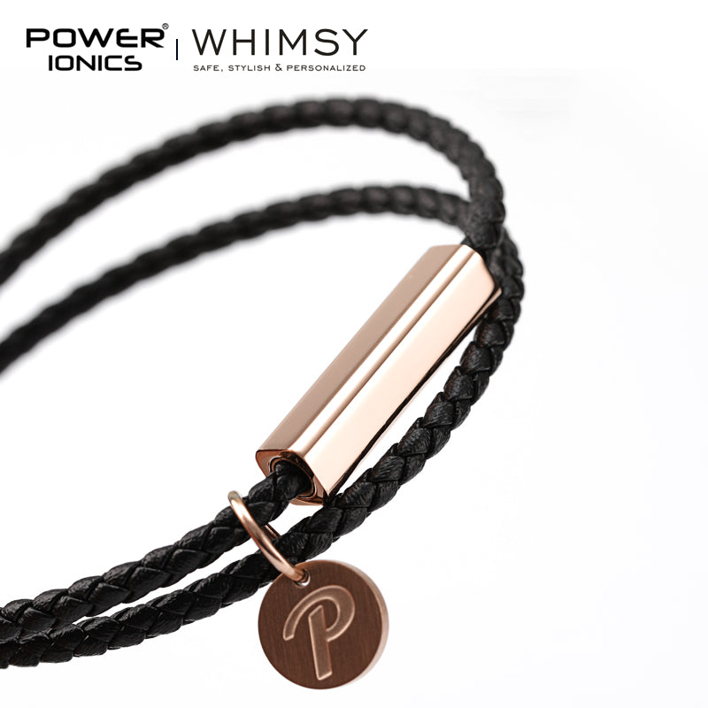 POWER IONICS WHIMSY Series Men Women High-Graded Leather Wrap Bracelet Anniversaries Day Gift Free Custom Engraving