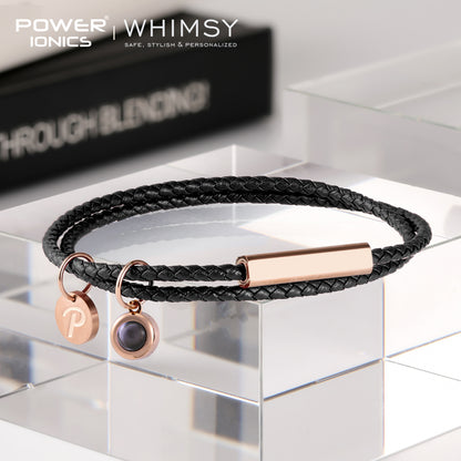 POWER IONICS WHIMSY Men Women Genuine Leather Wrap Charm Bracelet With Custom Projection Photo Pendant Couple Family Friends Memorial Gifts
