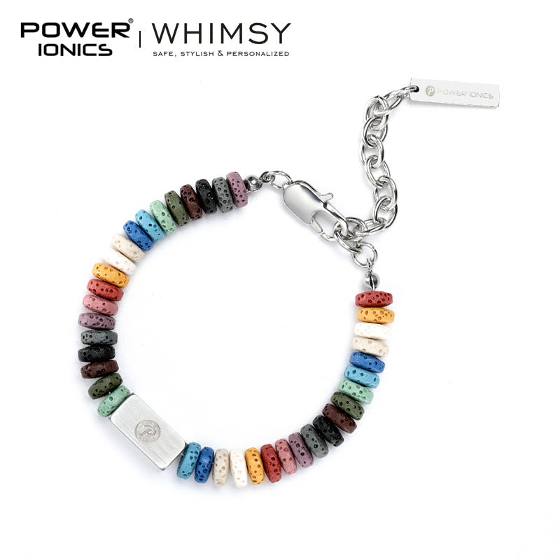 Power Ionics Whimsy New Trend Fashion Volcanic Stone 316 Stainless Steel Unisex Bracelet Free Engraving