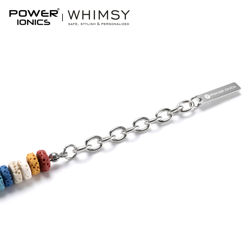 Power Ionics Whimsy New Trend Fashion Volcanic Stone 316 Stainless Steel Unisex Bracelet Free Engraving