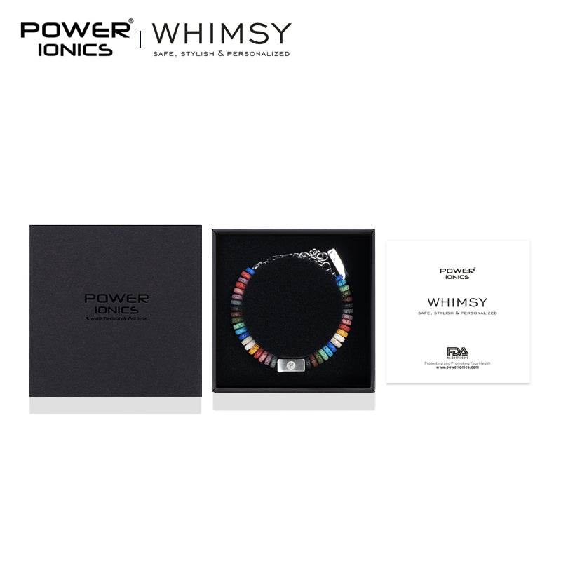 Power Ionics Whimsy New Trend Fashion Volcanic Stone 316 Stainless Steel Unisex Bracelet Free Engraving - Powerionics