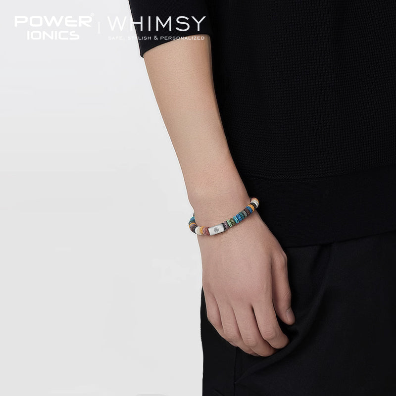 Power Ionics Whimsy New Trend Fashion Volcanic Stone 316 Stainless Steel Unisex Bracelet Free Engraving