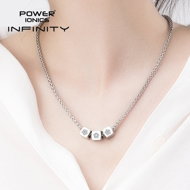 Power Ionics INFINITY Series New Trendy Fashion Jewelry Women Germanium 3mm Chain Necklace Free Engraved Gifts