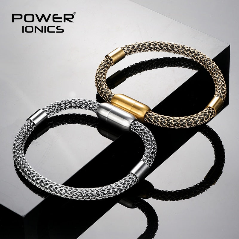 New Power Ionics Original Design 316 Steel Mesh Net Fashion Retro Anions Bracelet Balance Human Body Energy Christmas Gifts