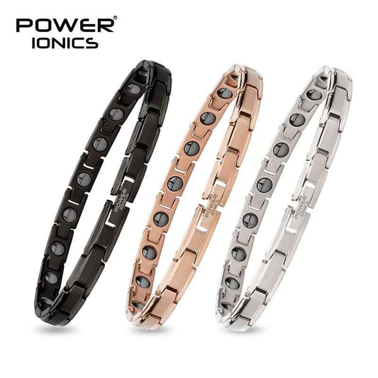 Power Ionics 100% Titanium Magnetic Therapy Bracelet for Women - 6mm Slim Fashion Gift with Free Engraving
