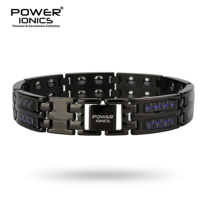 Power Ionics Black 100% Pure Titanium Carbon Fiber Strong Magnetic Therapy Bracelet