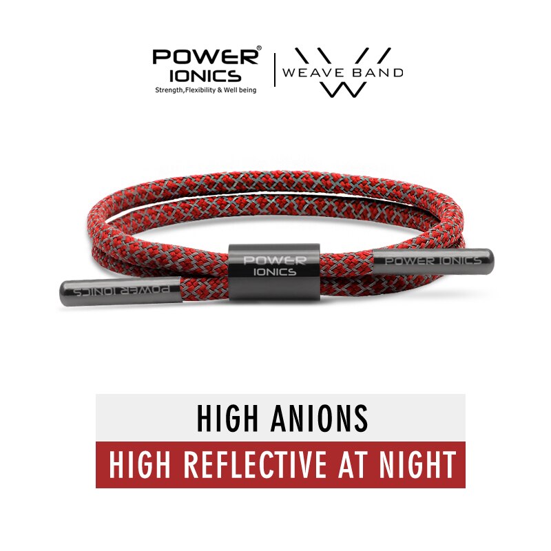 New Power Ionics Reflective Braided Rope Titanium Germanium Wristband Bracelet Balance Energy Body Free Engrave Gift