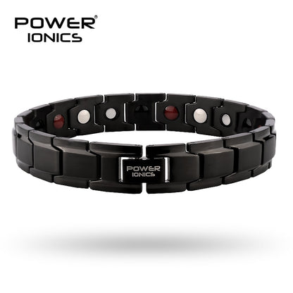 Power Ionics 4in1 100% Titanium Mens Womens Anion FIR Magnetic Germanium Therapy Accessory Charm Bracelet Jewelry Gifts W/ Tool