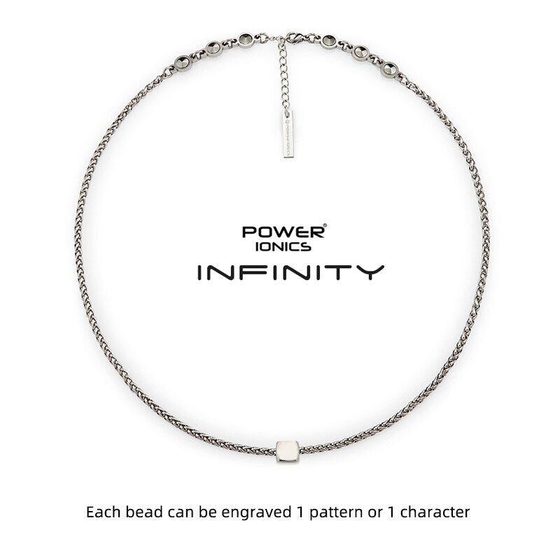 Power Ionics INFINITY Series New Trendy Fashion Jewelry Women Germanium 3mm Chain Necklace Free Engraved Gifts