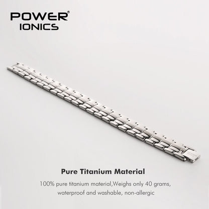 Power Ionics 4in1 100% Titanium Mens Big Anion FIR Magnetic Germanium Balls Blood Pressure Accessory Charm Bracelet Jewelry Gift