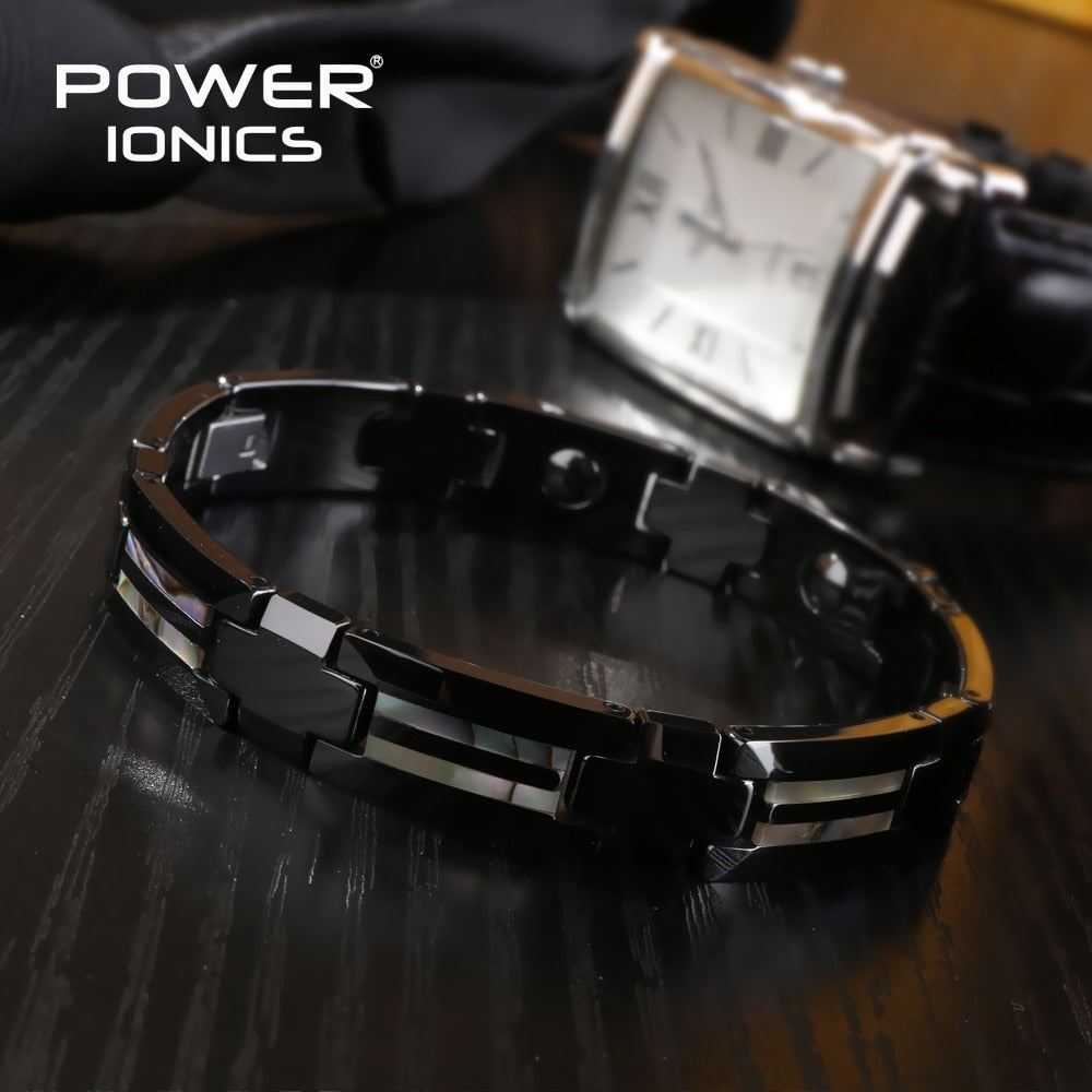 Power Ionics Magnetic Bracelet Luxury Natural Shell Black  Ceramic Bracelets Bangles Unisex Wristband Luxury Jewelry Gifts