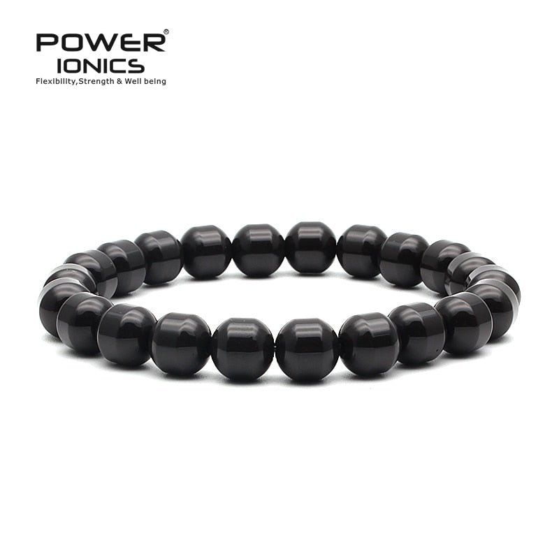 Power Ionics Men Women Natural Tourmaline Beads Stretch Healthy Bracelet Wristband Balance Energy Family Lover Christmas Gifts