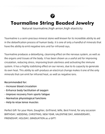 Power Ionics Men Women Natural Tourmaline Beads Stretch Healthy Bracelet Wristband Balance Energy Family Lover Christmas Gifts