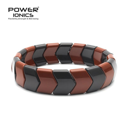 Power Ionics Unisex Tourmaline Arrow Beads Stretch Natural Healthy Bracelet Wristband Balance Energy Family Lover Gifts With Box