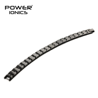 Power Ionics 4in1 Stainless Steel Mens Big Anion FIR Magnetic Germanium Balls Blood Pressure Accessory Charm Bracelet Gifts