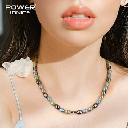 Power Ionics Men Women Natural Tourmaline Beads Stretch Healthy Necklace Magnetic Buckle Balance Body Family Lover Gifts