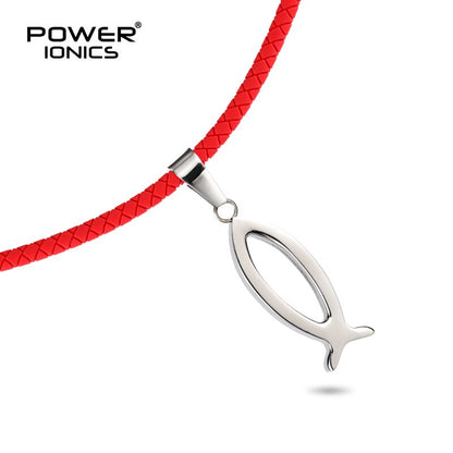 POWER IONICS Mens Womens Simple Niche Mineral Anion Red Necklace Lucky Zodiac Koi Ocean Fish Pure Titanium Pendant Free Engrave