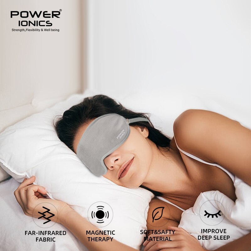 New Power Ionics Unisex Magnetic Massage Deep Sleep Eye Mask Shade Tourmaline Far Infrared Ray Self-Heat Patch Health Ear Care