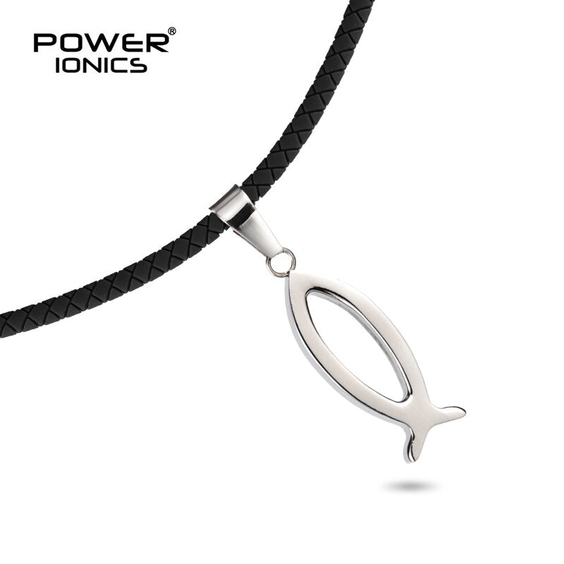 POWER IONICS Mens Womens Simple Niche Mineral Anion Red Necklace Lucky Zodiac Koi Ocean Fish Pure Titanium Pendant Free Engrave