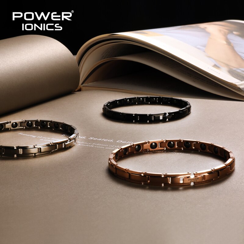 Power Ionics 100% Titanium Magnetic Therapy Slim Fashion Womens 6mm Bracelet Balance Body Lover Christmas Gifts Free Engrave