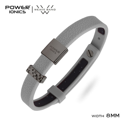 POWER IONICS New 18K RoseGold Waterproof Anions Leather Grain Bracelet Free Engrave