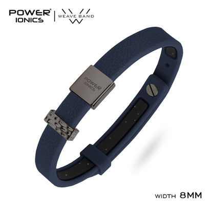 POWER IONICS New 18K RoseGold Waterproof Anions Leather Grain Bracelet Free Engrave