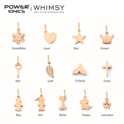 POWER IONICS Creativity Zodiac Pet Love Star Key 316 Stainless Steel Small Pendants Accessories Gifts Fits WHIMSY Series Bracelet Necklace