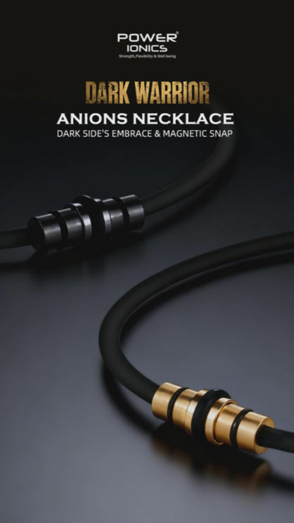 POWER IONICS Dark Warrior Black Gold High Anions Silicone Unisex Necklace
