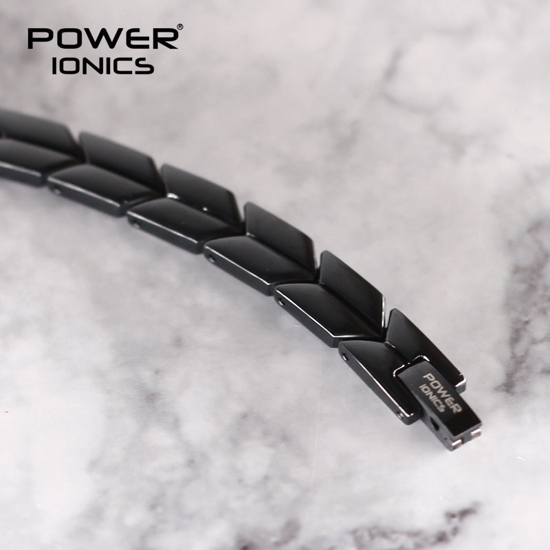 Power Ionics 100% Titanium Black Silver Arrow Style Fashion Health Bracelet