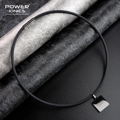 파워 아이오닉스 유니섹스 게르마늄 토르말린 블랙 카본 파이버 펜던트 음이온 목걸이