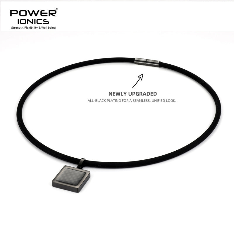 파워 아이오닉스 유니섹스 게르마늄 토르말린 블랙 카본 파이버 펜던트 음이온 목걸이