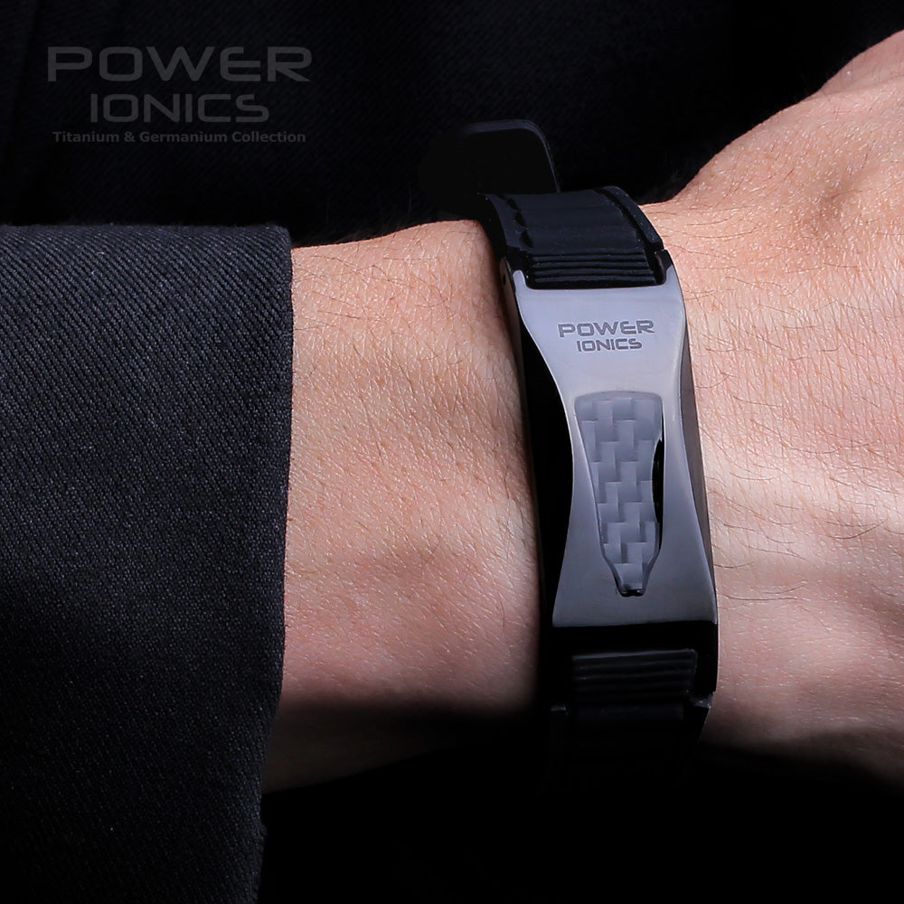 Power Ionics Limited Edition 3000ions/cc Full Throttle Titanium Germanium F.I.R Carbon Fiber Bio Bracelet Wristband