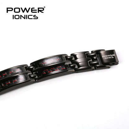 Power Ionics Black 100% Pure Titanium Carbon Fiber Strong Magnetic Therapy Bracelet