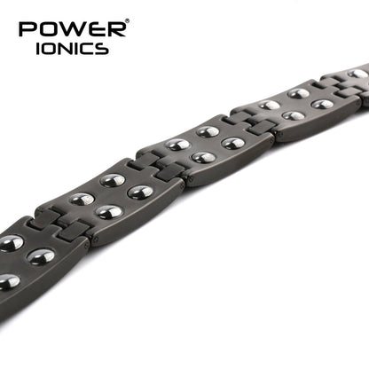 Power Ionics Black 100% Pure Titanium Carbon Fiber Strong Magnetic Therapy Bracelet