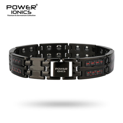 Power Ionics Black 100% Pure Titanium Carbon Fiber Strong Magnetic Therapy Bracelet